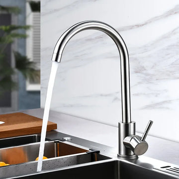 Kitchen Sink Mixer Taps faucet Marble top countertop undermounted bar faucet sus 304 stainless steel Hot & Cold Monobloc 360º Swivel Spout Single Lever nalka free bracket nut bolt