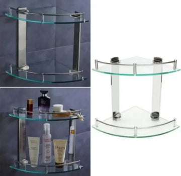 Corner Glass Shelf triangle mall mounted shleves Caddy 2 Tier Aluminum No Ratings