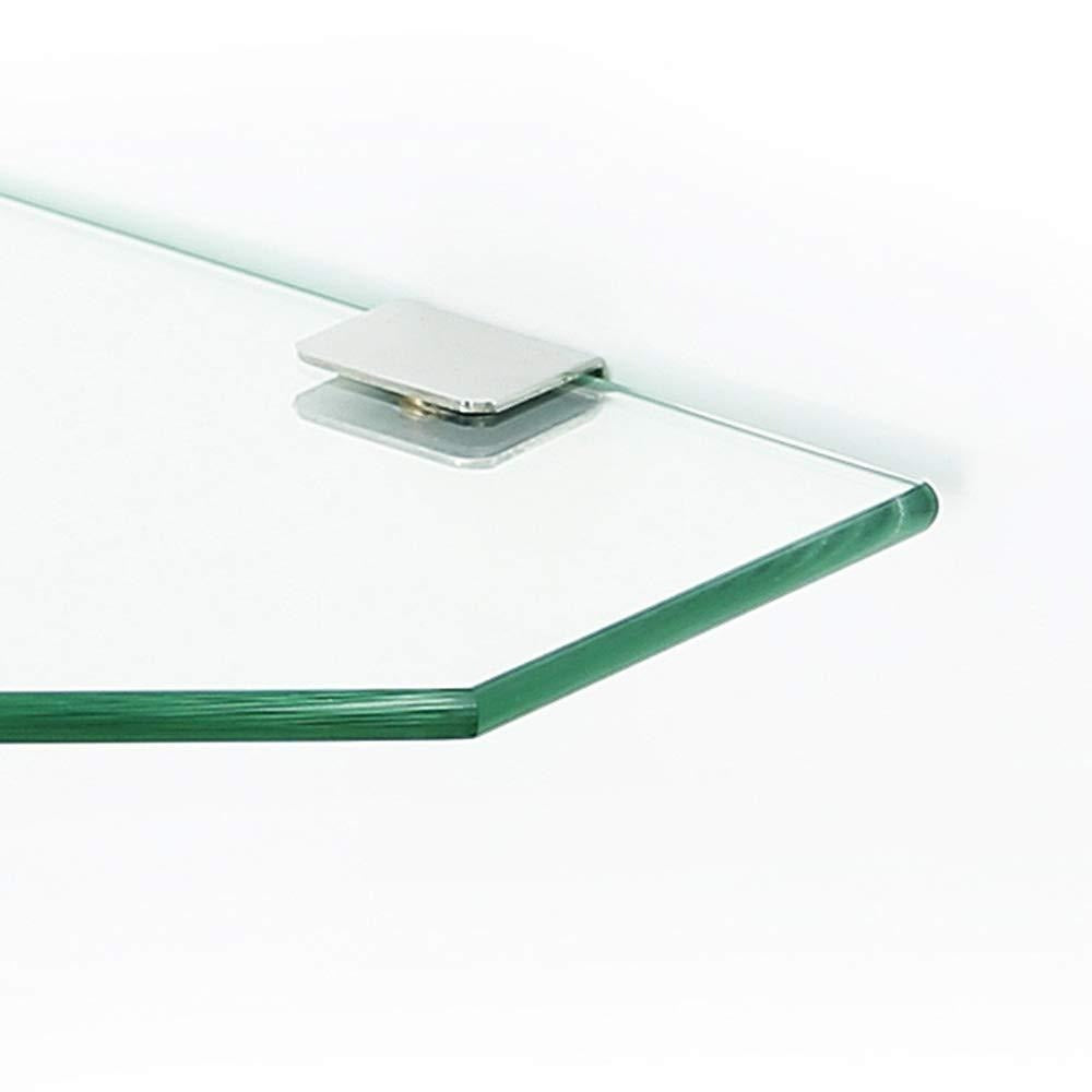 Wall Mounted Glass Bathroom Shelf Modern Shower Caddy Hotel Rack Corner Frame Toilet Diamond Shape Storage Basket Tripod Organiser Holder for Shampoo Glass corner shelve12x12inch